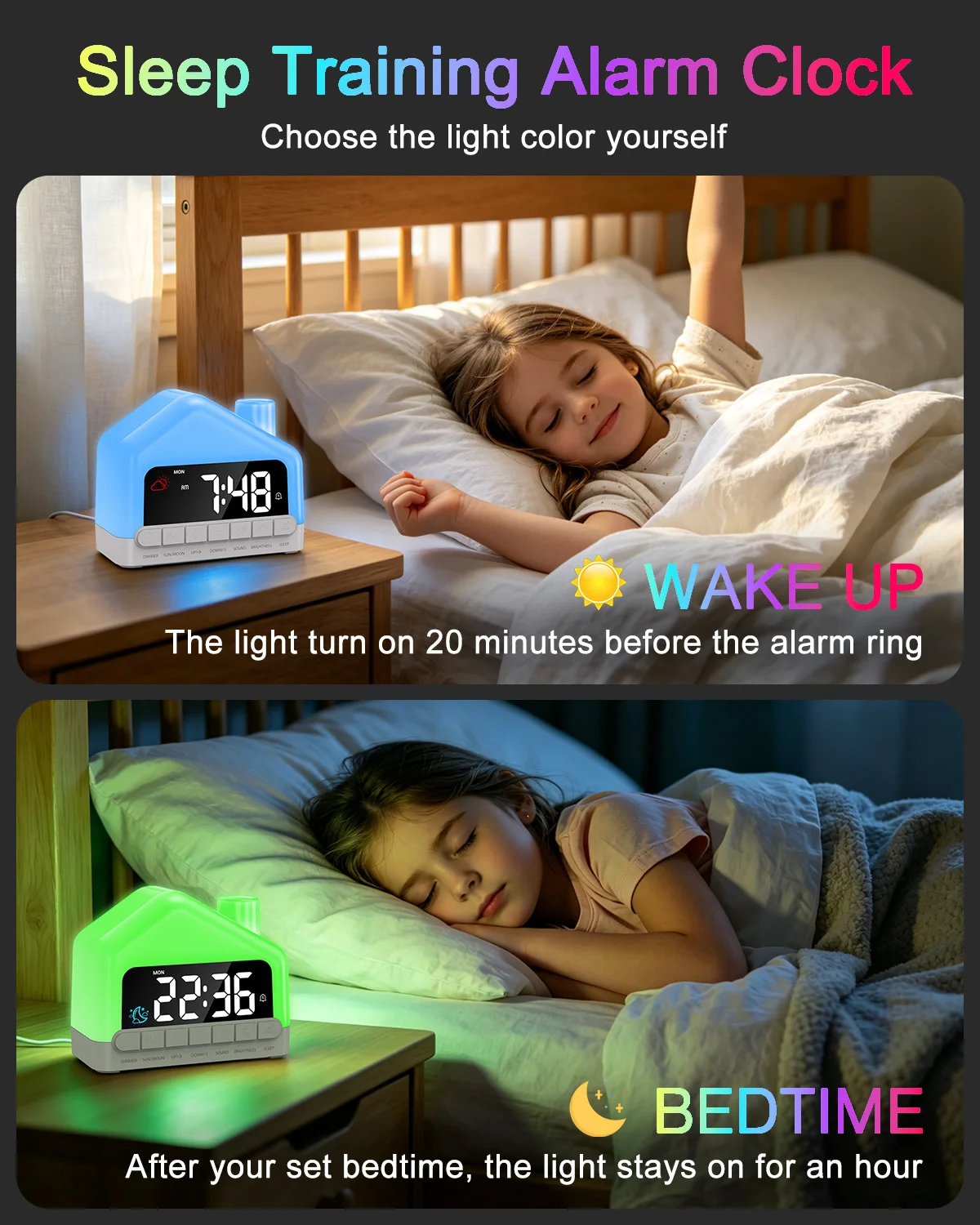 Reloj despertador RGB USB-C con alarma dual y bloqueo infantil - imagen 5