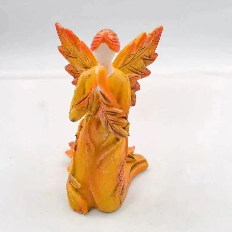Figuras de ángeles con alas de hoja de arce otoñal estatuas resina - imagen 2