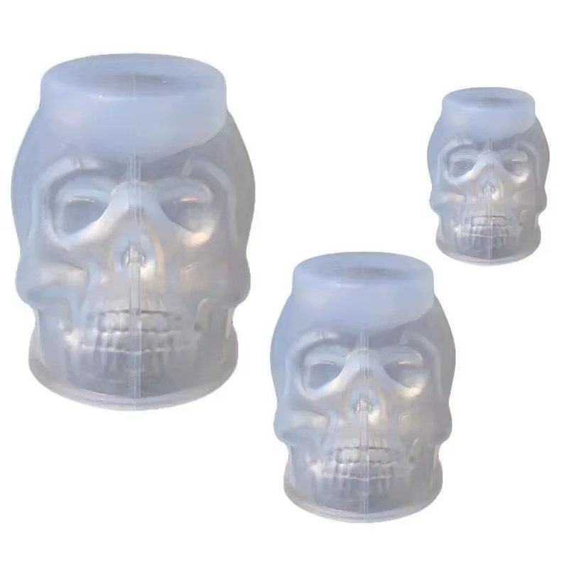Molde silicona calavera cicatriz Halloween para llaveros resina y velas - imagen 3