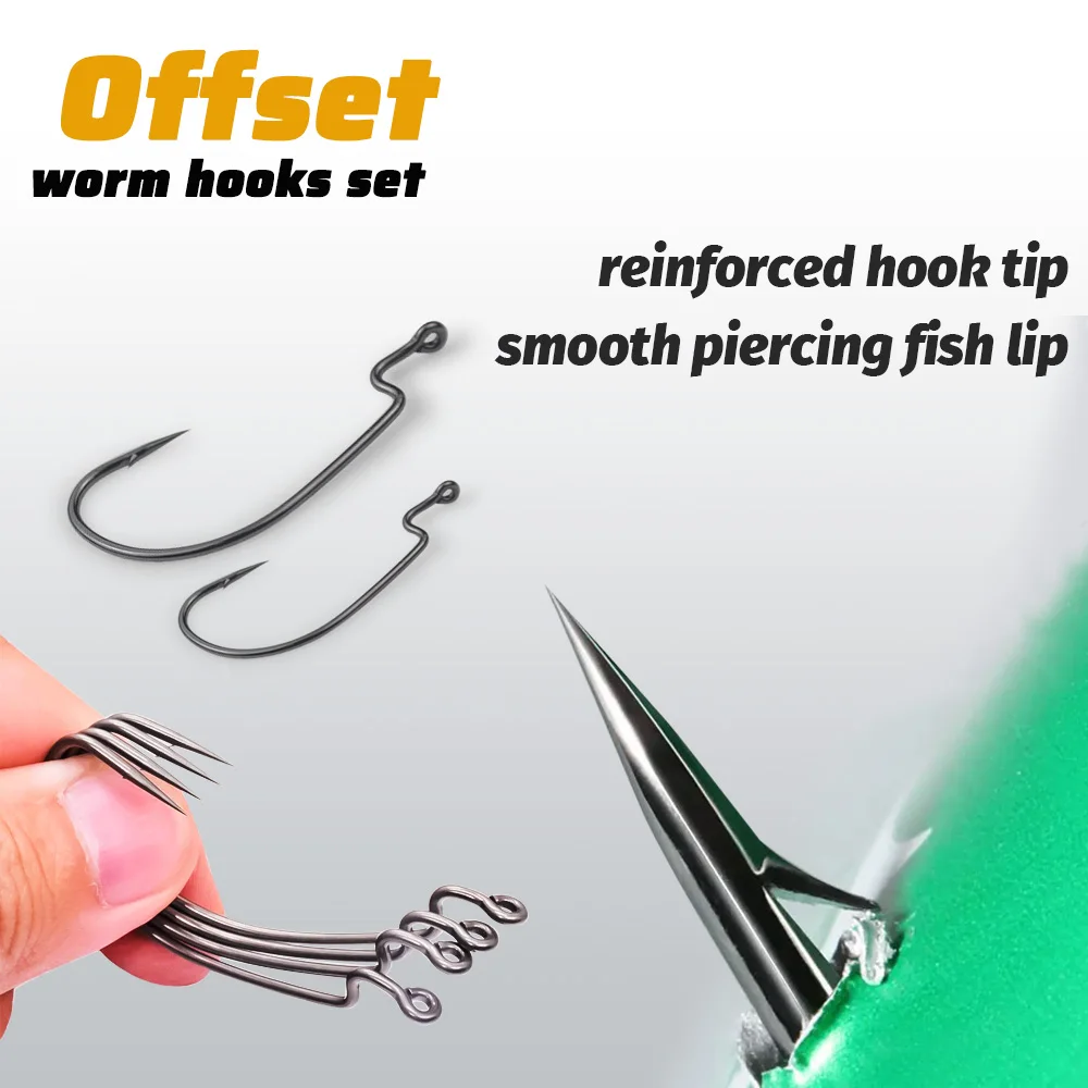 Anzuelos Offset Wide Gap para Texas Rig – Acero al carbono con púas - imagen 4