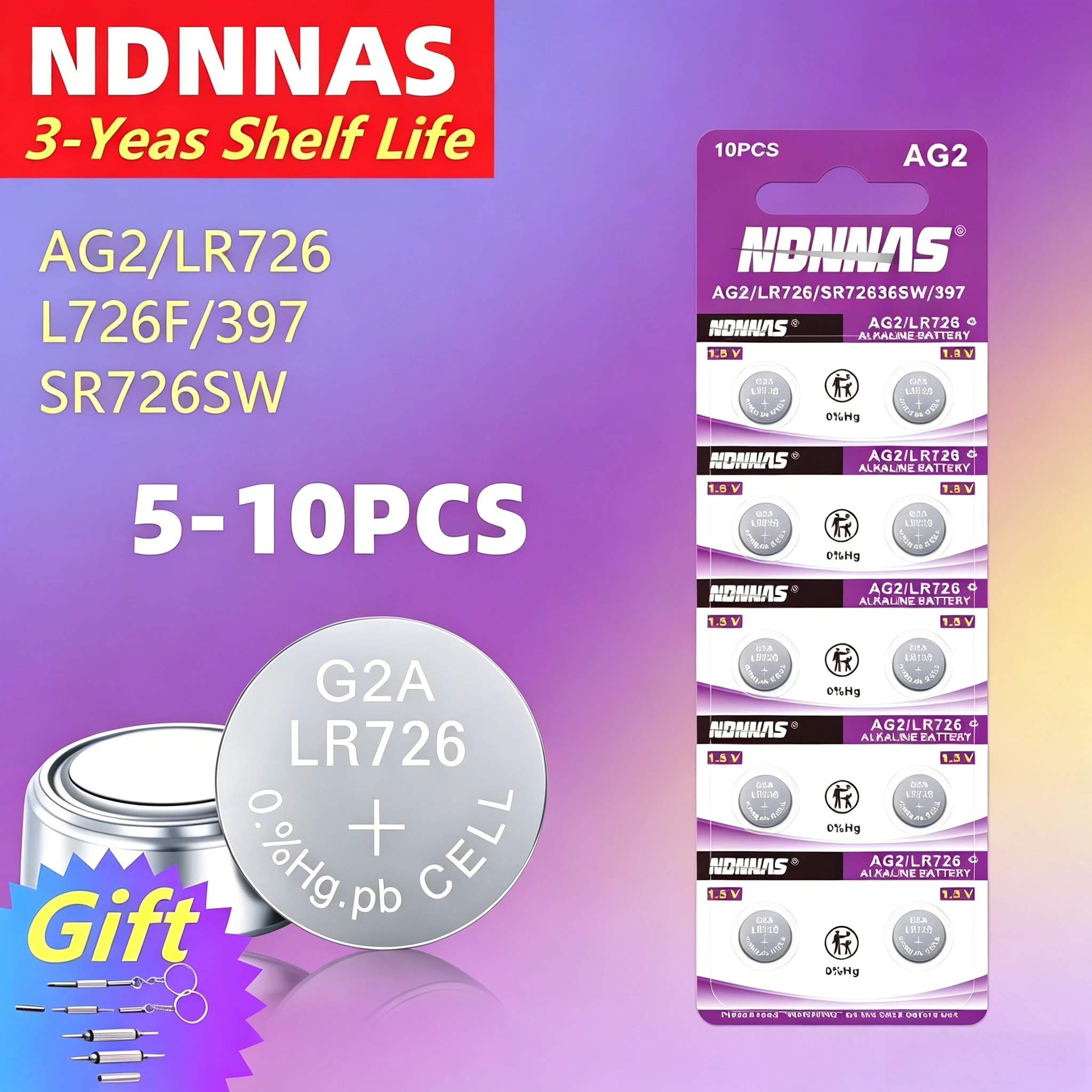 Batería tipo botón AG2 LR726 en entorno de reloj