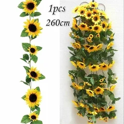 Guirnalda girasol amarillo artificial seda para arco boda decoración