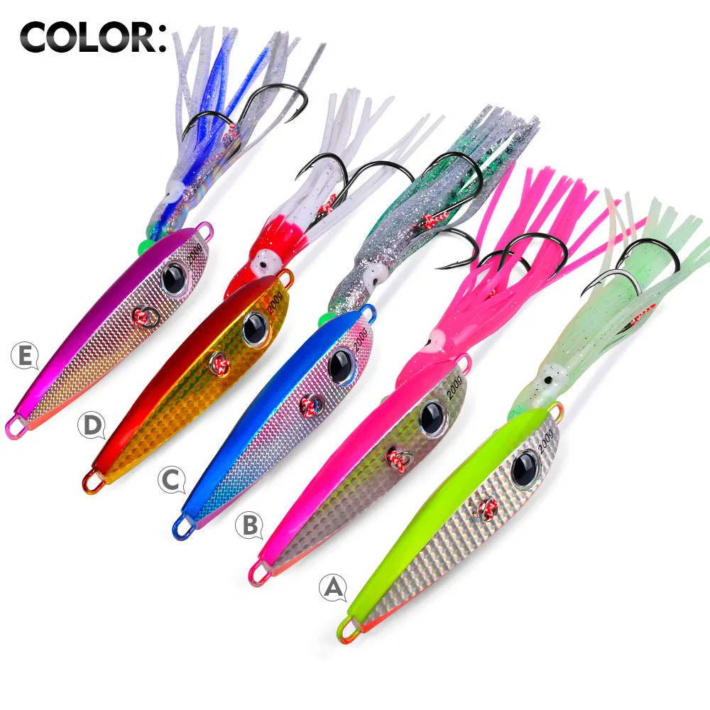 LHFSH Inchiku metal bala con doble anzuelo y falda de pulpo luminosa - imagen 2