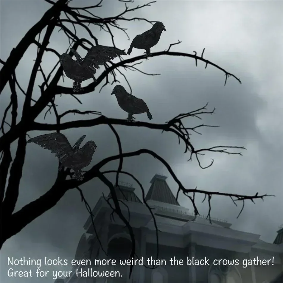 Cuervo artificial de plumas negras realista