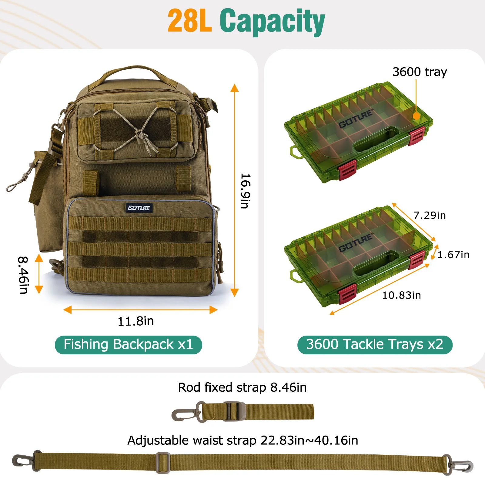 Mochila de pesca Goture con cajas para cebo y soporte para cañas - imagen 2