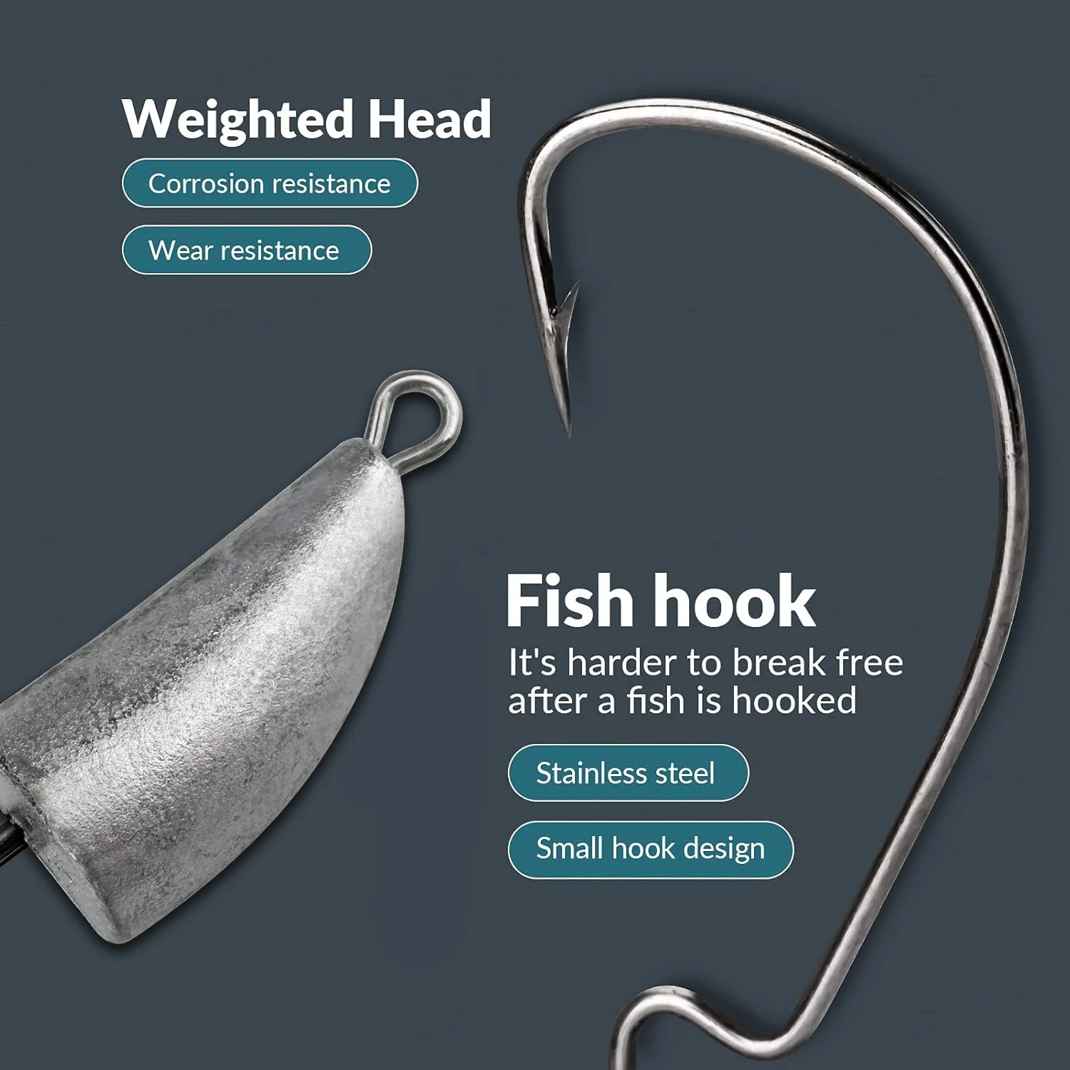 Anzuelo Jig Head metal para vinilo Texas Rig - imagen 3