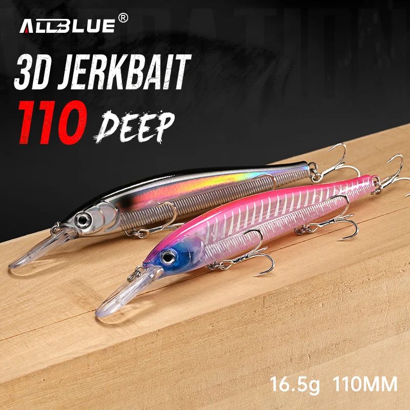 Allblue 3D Jerkbait Deep Wobbler 110 mm hundimiento lento