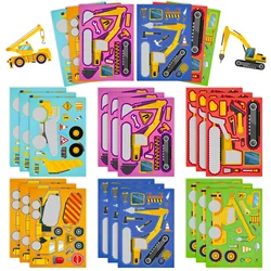 Rompecabezas Infantil Camiones Construcción con Pegatinas