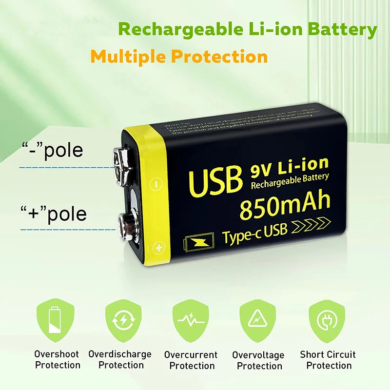 Batería recargable USB-C de litio para multímetro y RC - imagen 2