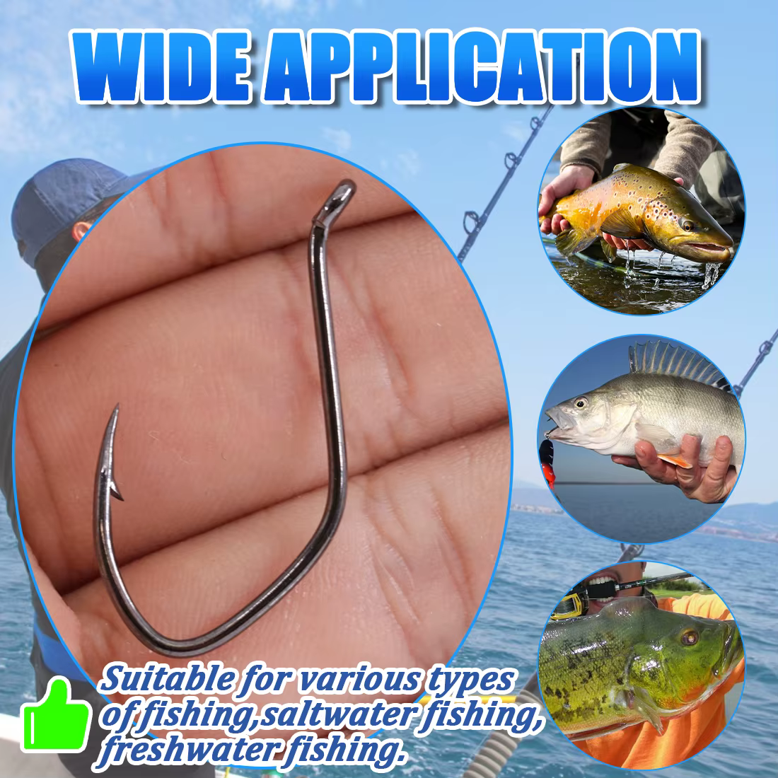 FishTrip anzuelos para siluro compensados cebo vivo acero carbono - imagen 5