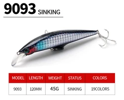 Señuelo Minnow 120mm 45g Hundimiento Rápido para Agua Salada