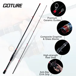 Goture Spinning caña de pescar fibra de carbono y potencia M