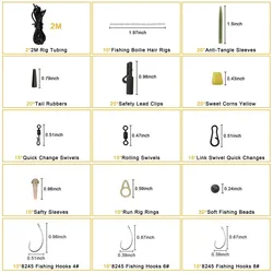 Kit aparejos carpa con ganchos giratorios y clips de seguridad