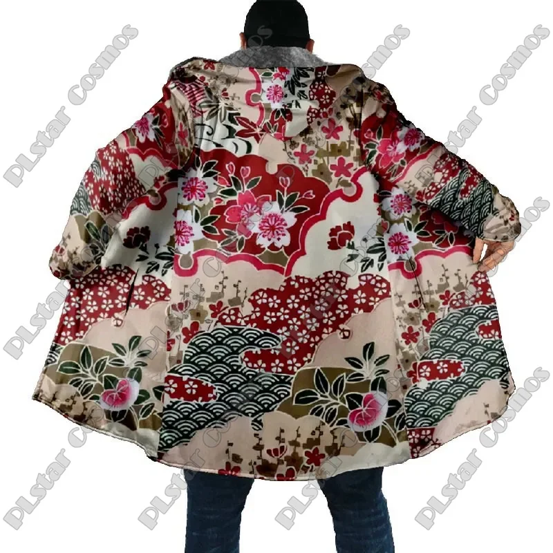 Abrigo de lana con capucha para invierno, estampado 3D floral - imagen 2