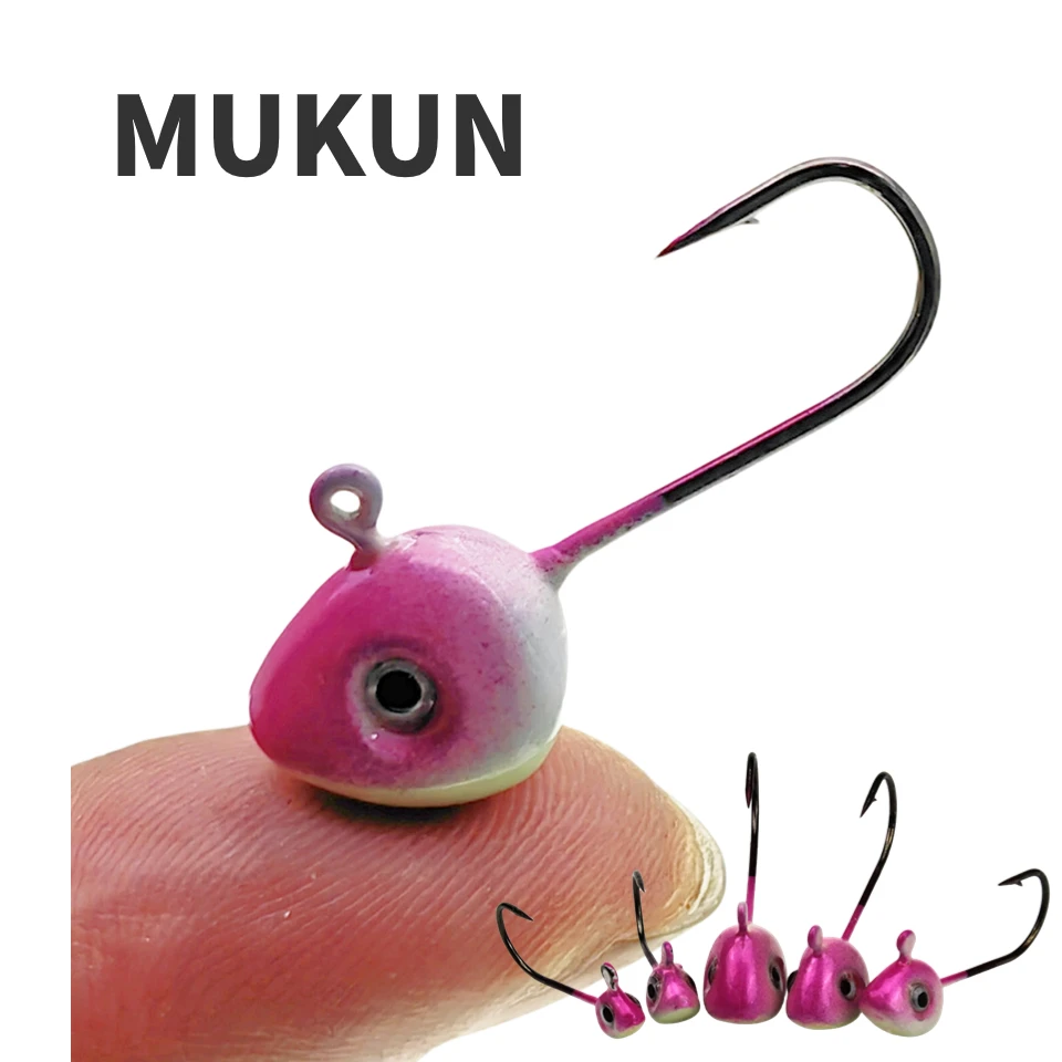 MUKUN anzuelos plomados con cabeza plomada y ojos realistas