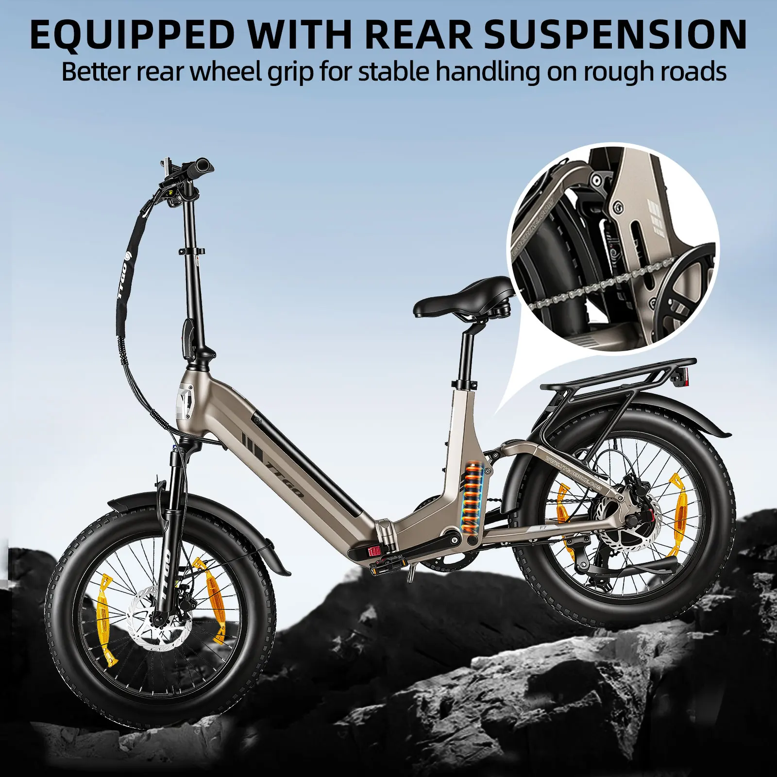 Bicicleta eléctrica plegable TTGO F7 con freno de disco hidráulico - imagen 2
