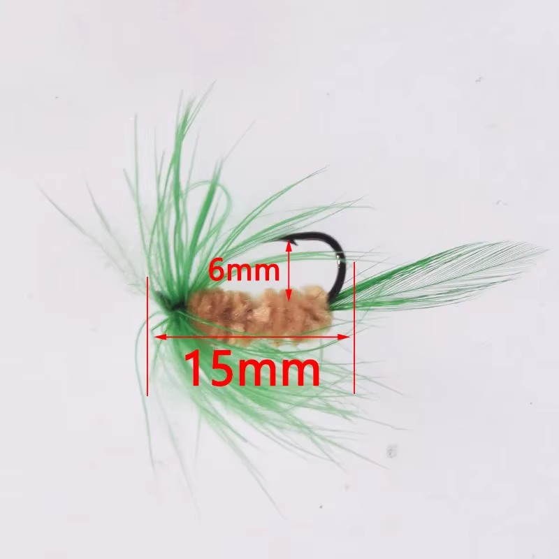 Señuelos de mosca artificial con plumas - anzuelos triples para carpa - imagen 2