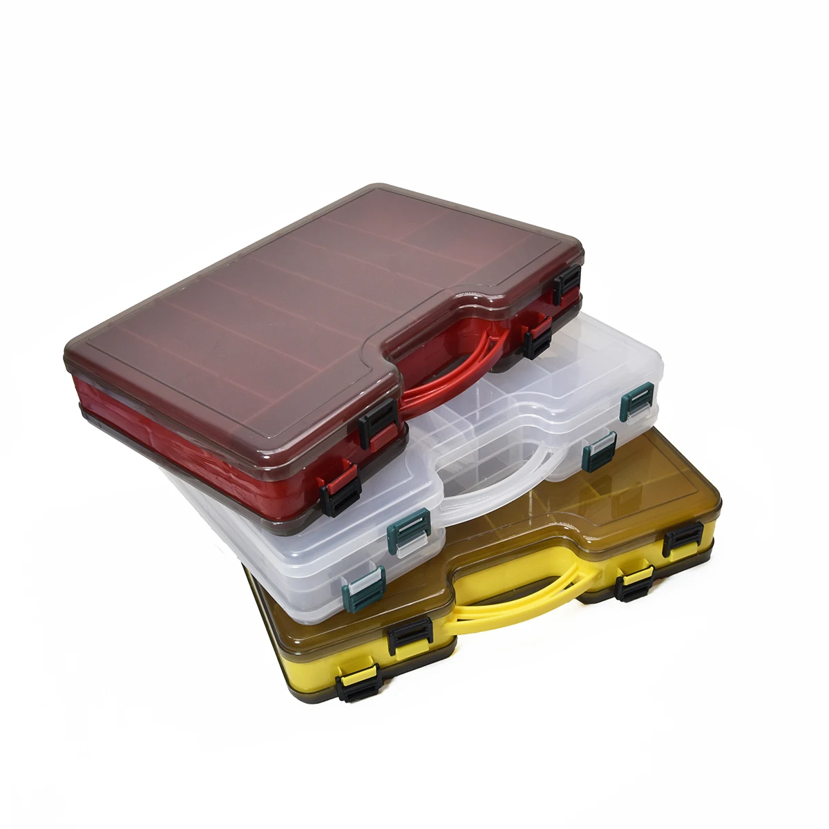 Caja de aparejos con compartimentos para anzuelos y señuelos