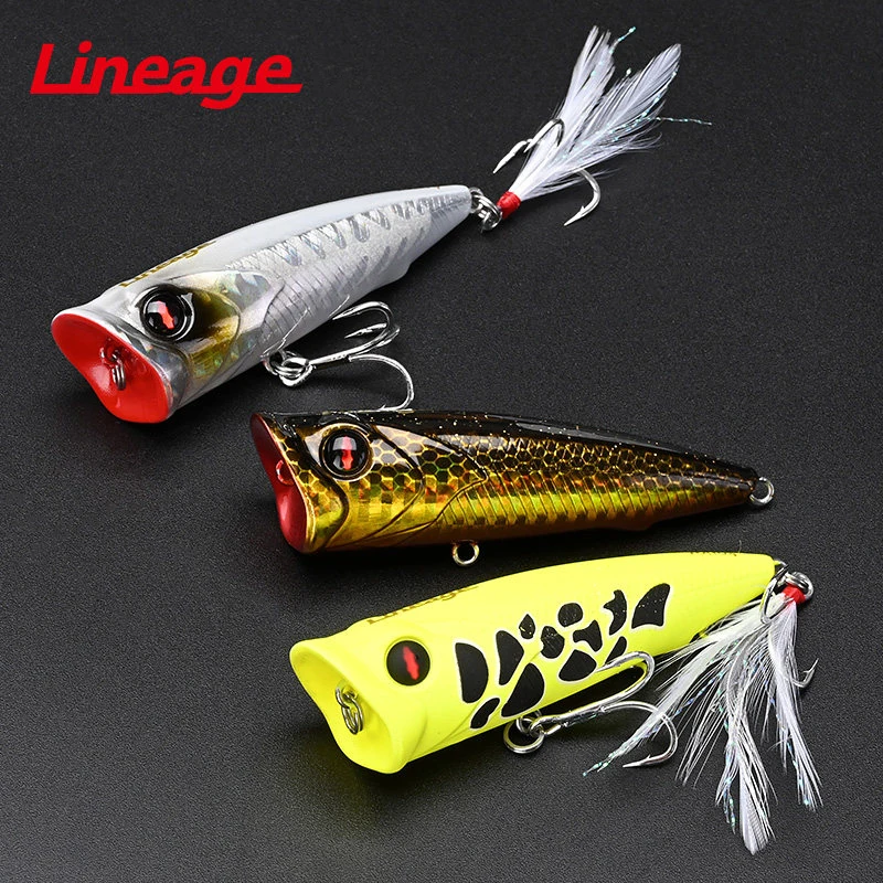 Señuelo Popper de superficie con plumas y anzuelos triples para lucio - imagen 2