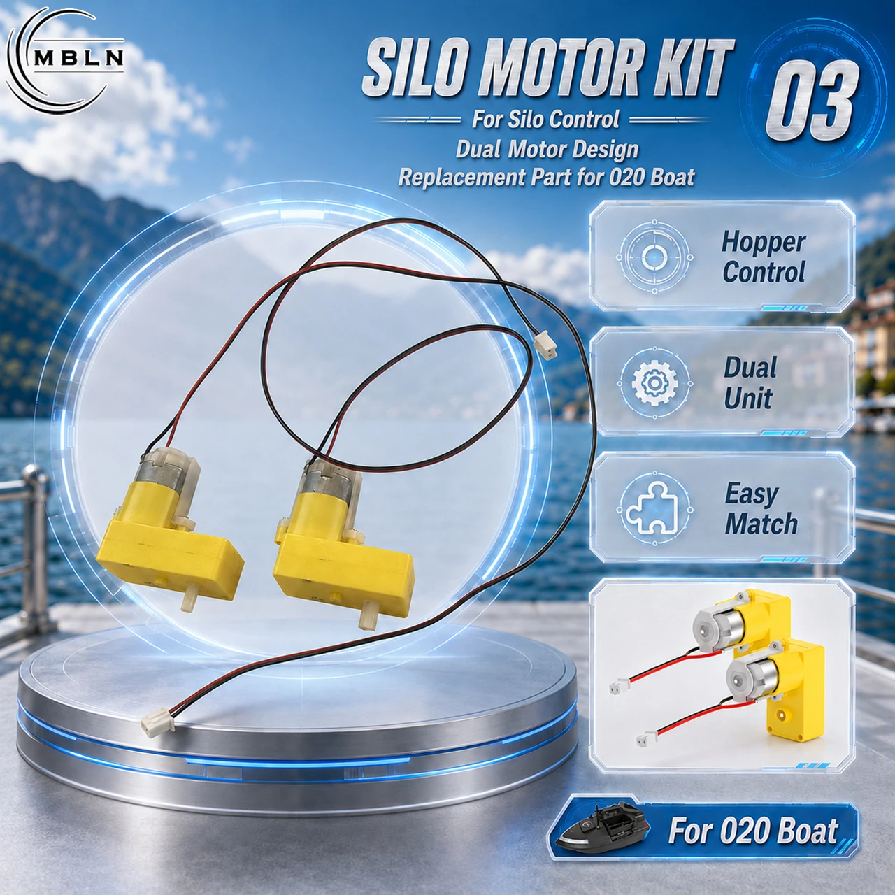 Repuestos Barco Cebador V020: motor, hélice, tolva y luz LED - imagen 2