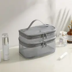 Bolsa de cosméticos de viaje Nylon doble capa para mujer