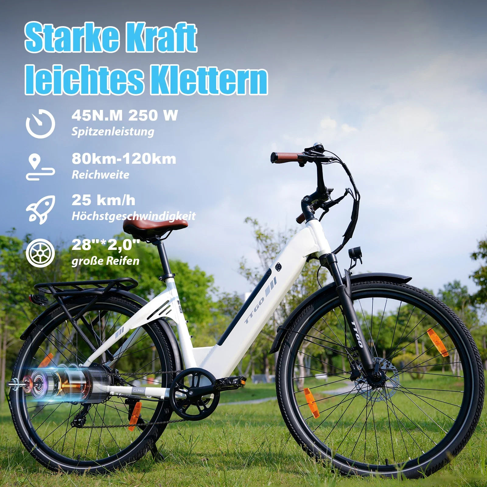 Vista lateral de la bicicleta eléctrica TTGO C3 PRO