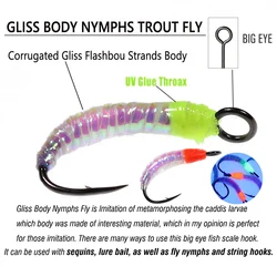 Moscas ninfa Flash Gliss Body Wifreo con anzuelo ojo grande