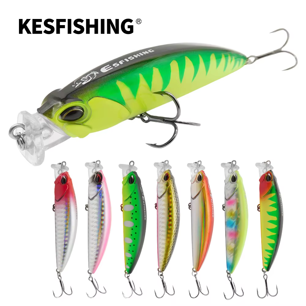 KESFISHING Popper flotante 80mm – Señuelo superficie colores surtidos