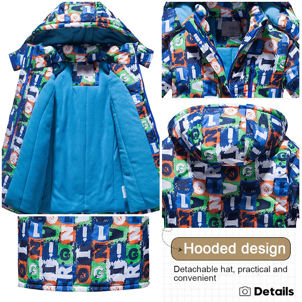 Chaqueta de esquí infantil impermeable con capucha y pantalones