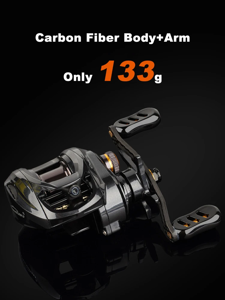 Carrete Baitcaster micro FeatherLight trucha carbono – freno magnético - imagen 2