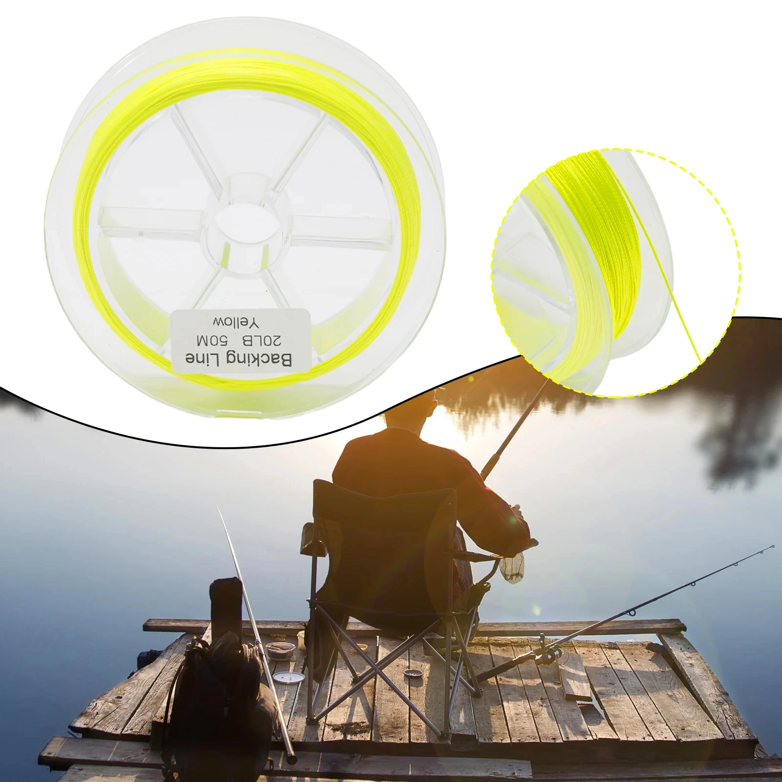 Línea respaldo trenzada PE para pesca con mosca fluor amarillo - imagen 2