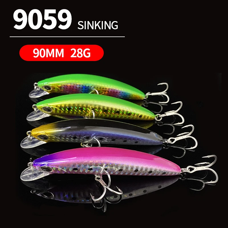 Wobblers Jerkbait hundidor de fundición larga para lubina y lucio