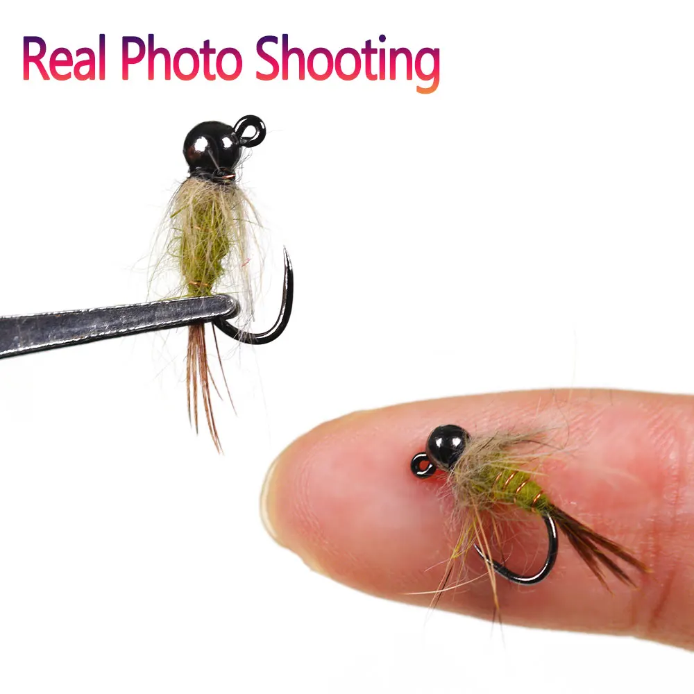 Bimoo Jig Ninfa Euro Tungsteno Oreja de Liebre Mosca Sin Púas Hundida - imagen 4