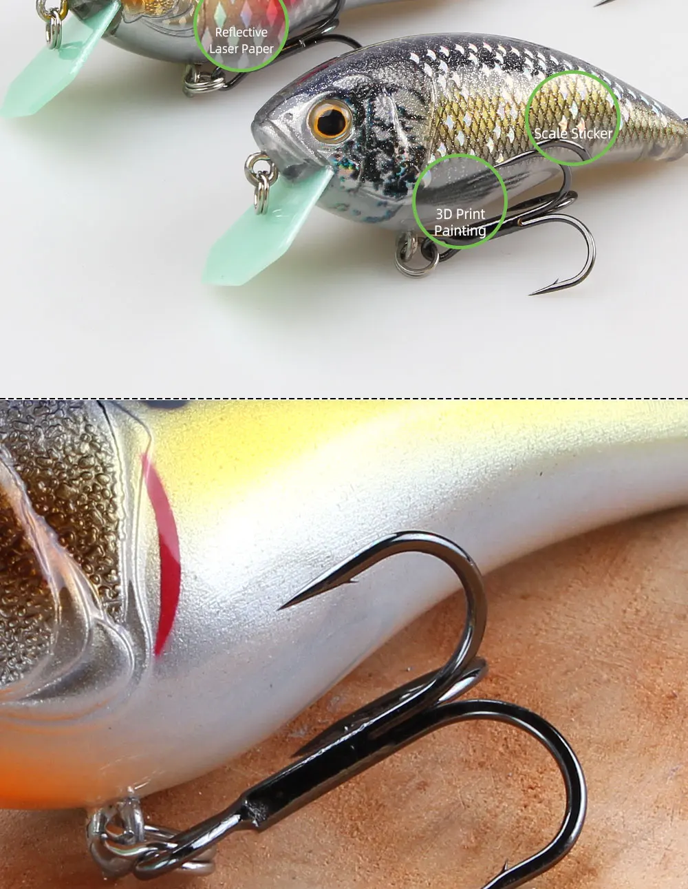 Varios ángulos del crankbait negro