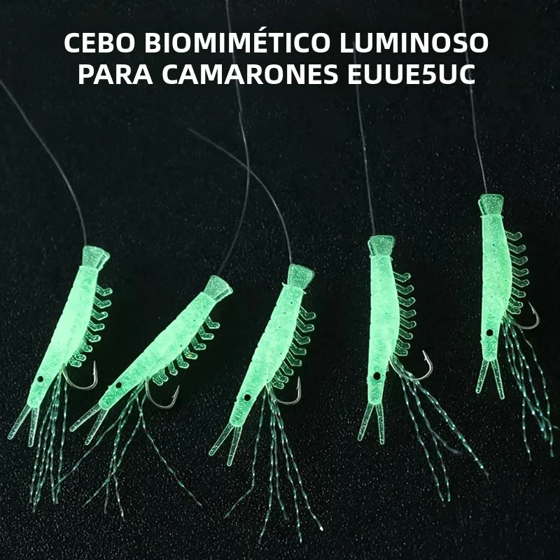 Señuelos camarón luminosos con anzuelo de púas para lubina - imagen 4