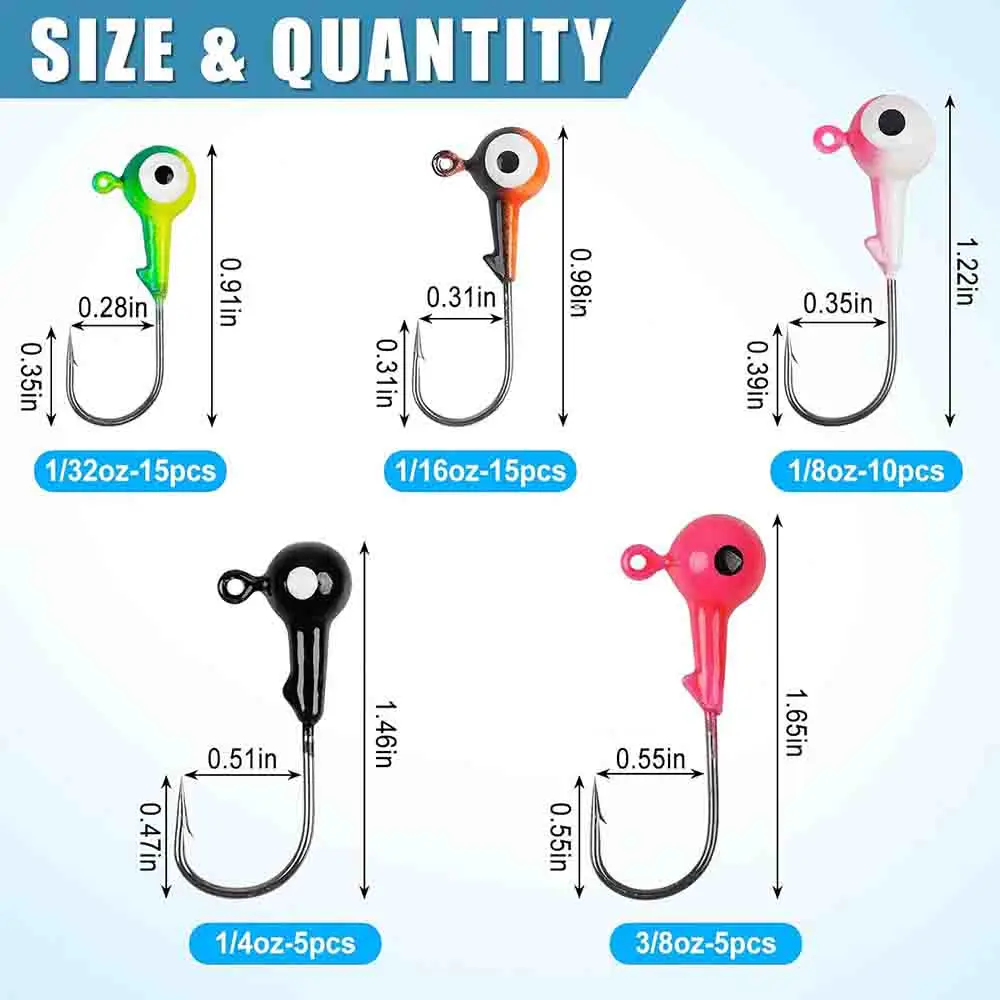 Variedad de tamaños del set Jig Head
