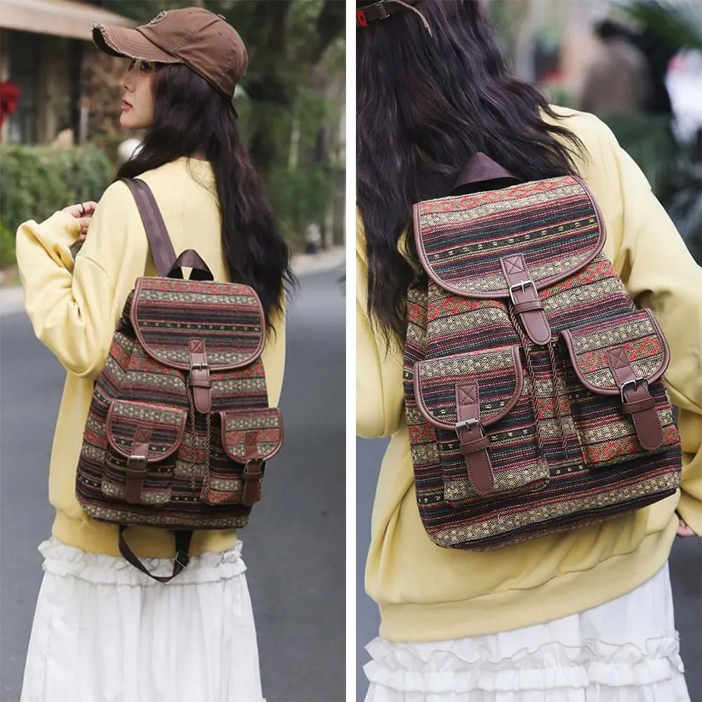 Mochila escolar a cuadros con cordón, gran capacidad y correa ajustable - imagen 2