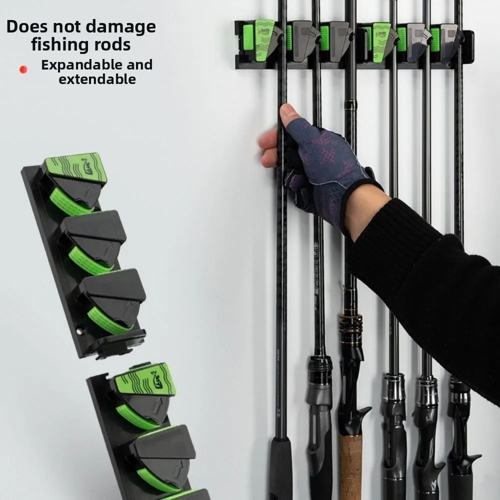Soporte de pared para cañas de pescar de plástico resistente Negro/Verde - imagen 3