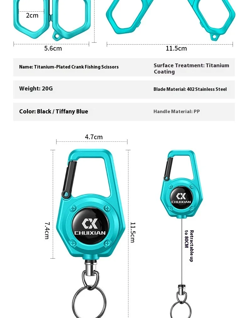 Tijeras FTK con funda protectora y mosquetón para transporte