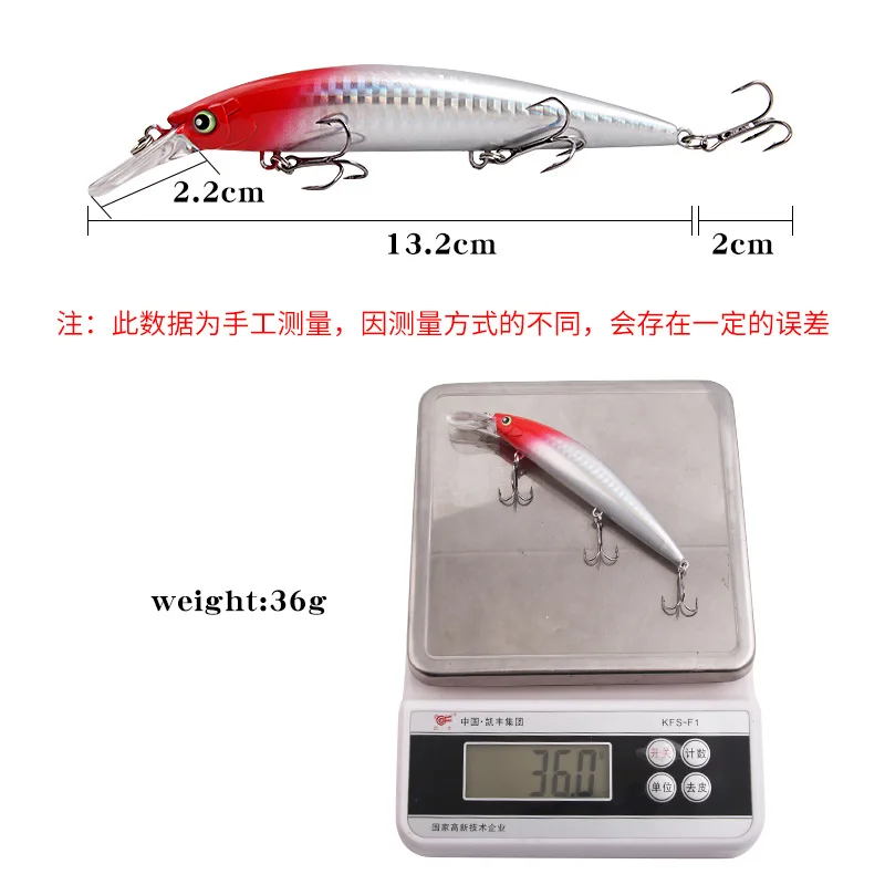 Wondersee Wobbler Minnow Sinking 130mm – 3 anzuelos treble - imagen 3