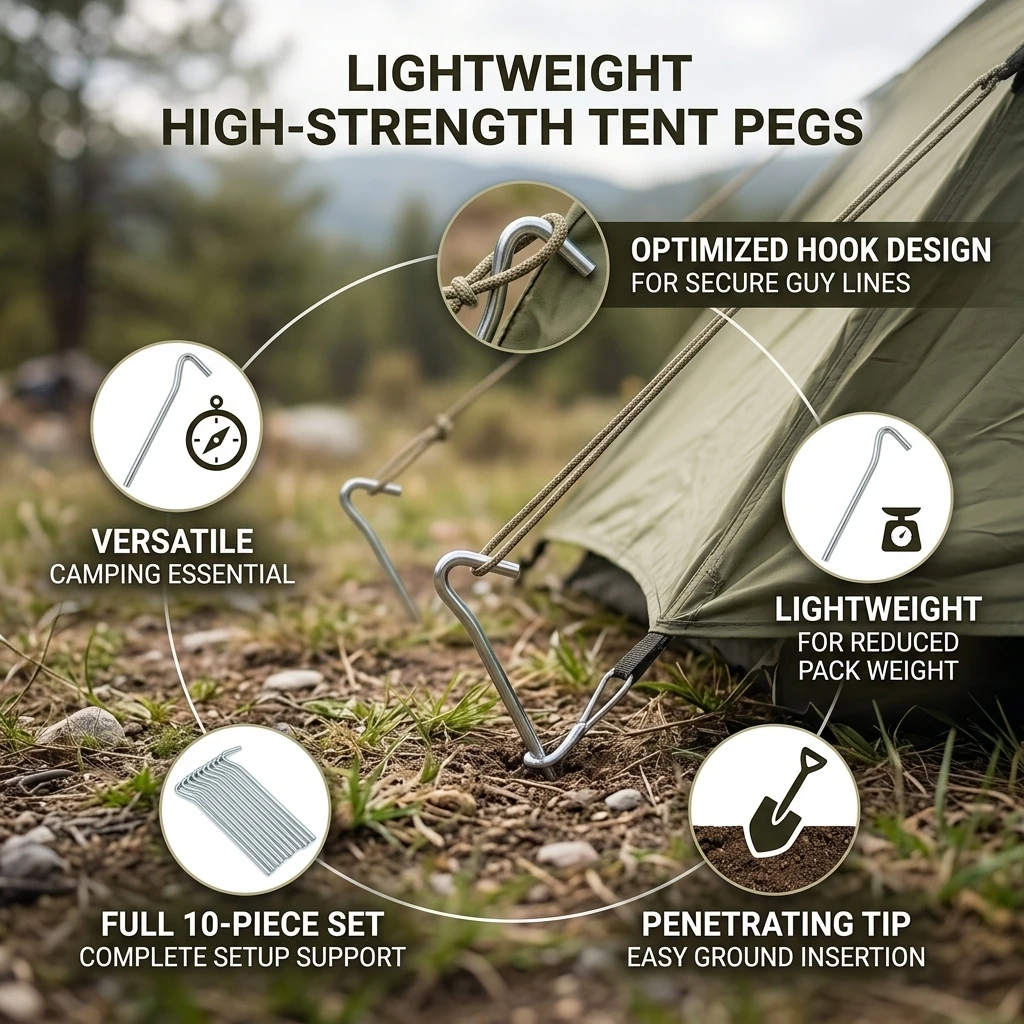 Set de 10 piquetas para camping