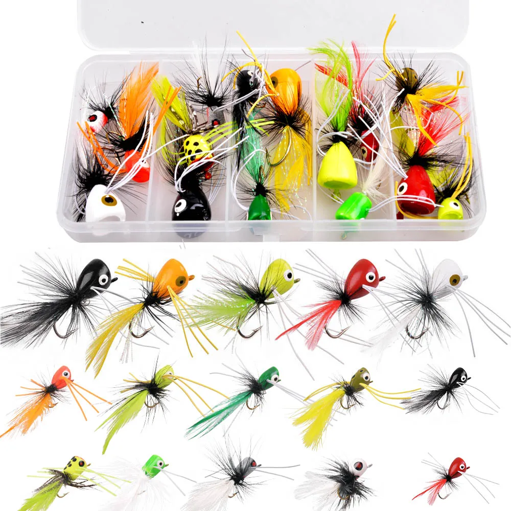 Kit de 15 cabezas popper espuma JSHANMEI para pesca con mosca