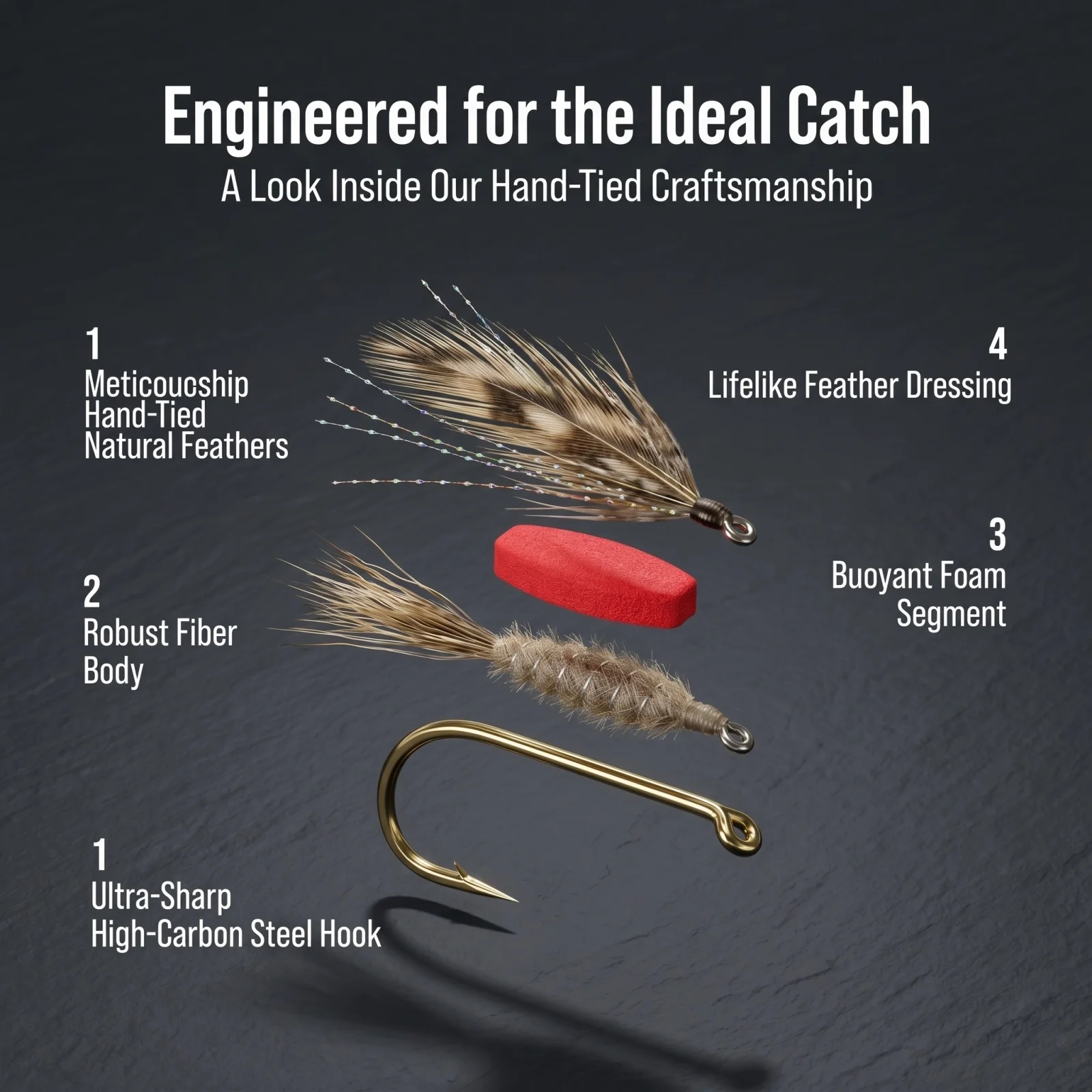 Goture Kit Pesca con Mosca de moscas artificiales en caja - imagen 3