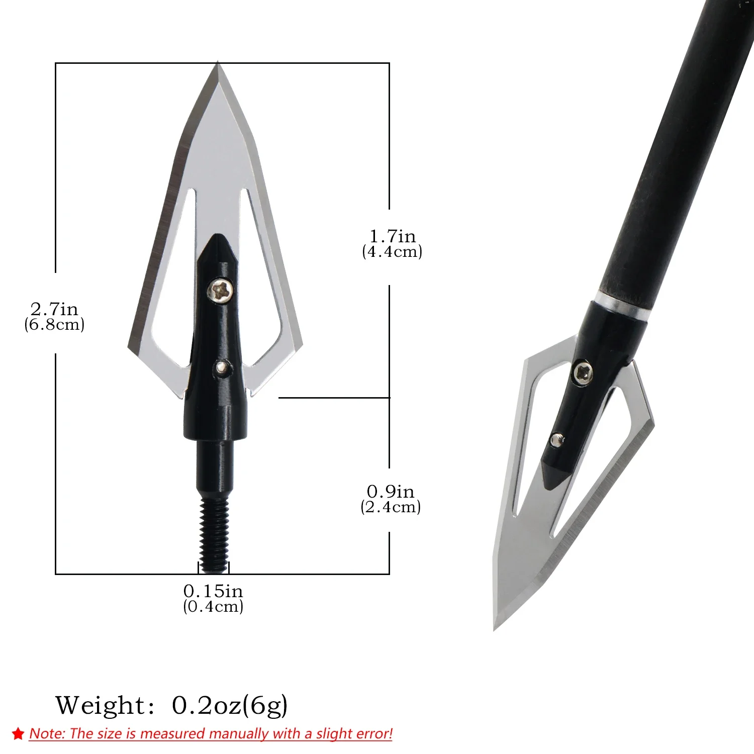Cabeza triangular ancha de doble filo