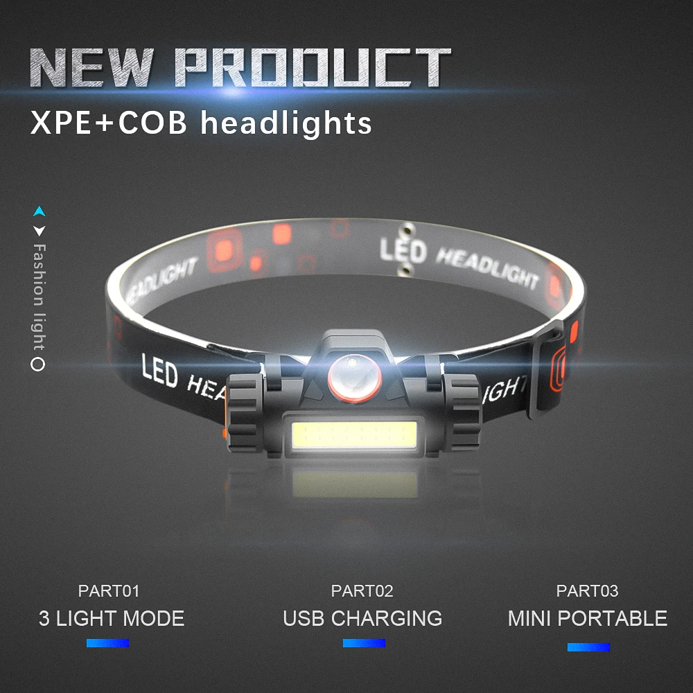 Linterna frontal LED recargable USB con intensidad regulable continua - imagen 3