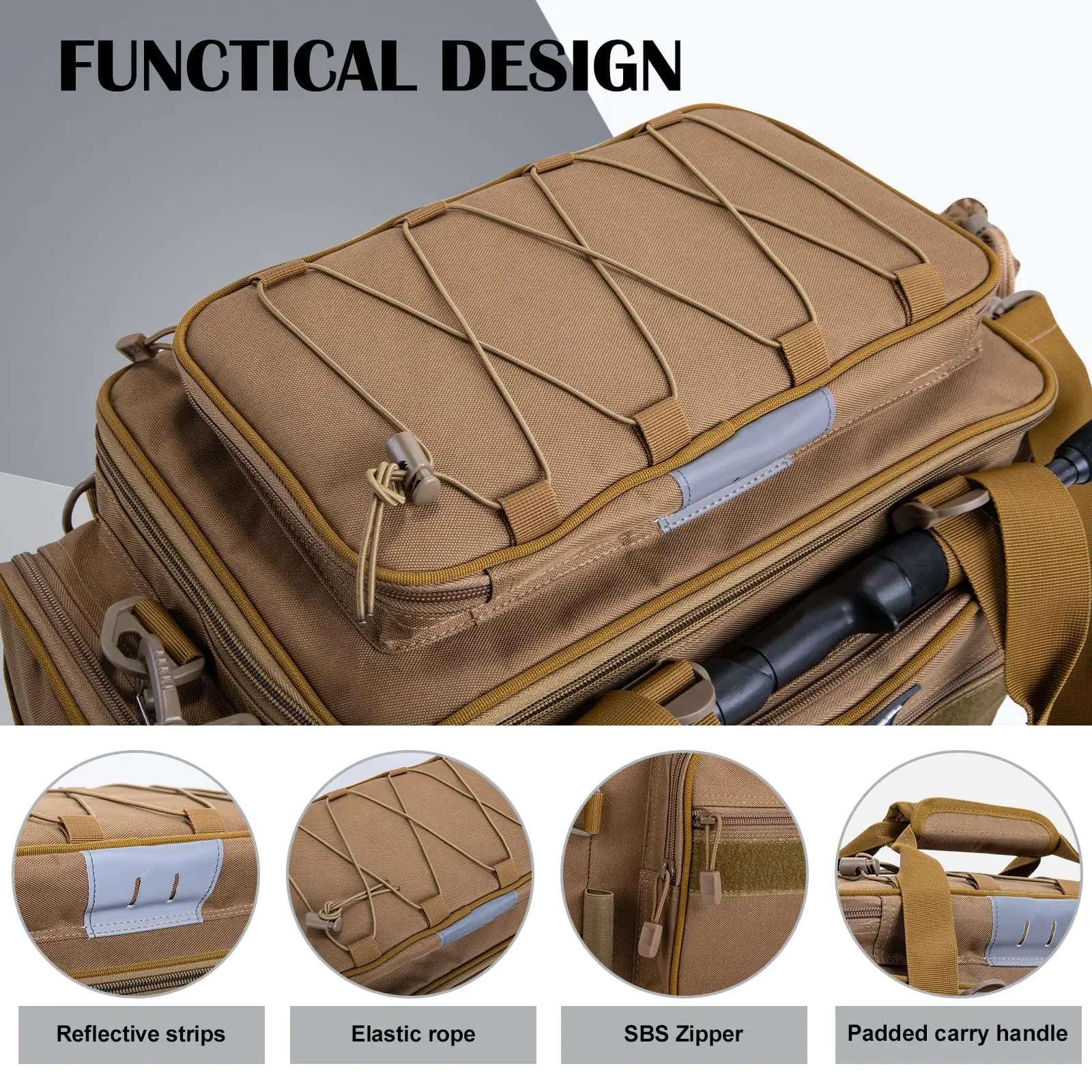 Bolsa de pesca ligera Goture con fondo duro impermeable y Oxford 600D - imagen 5