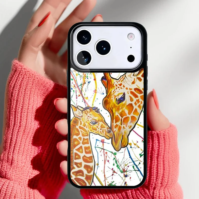 Funda iPhone con diseño de jirafa vista frontal