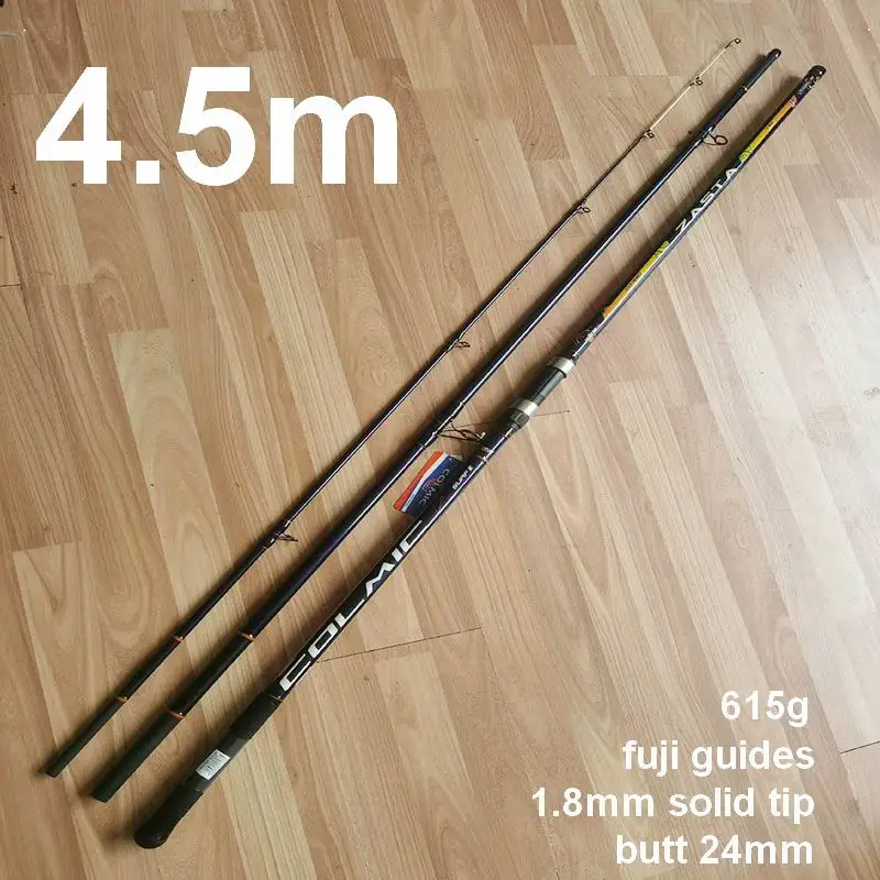 Caña Surfcasting Carbono 4.5m Anillas Fuji Punta Semisólida 1.8mm