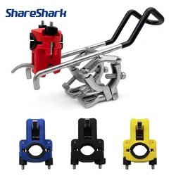 Soporte cañas ShareShark riel ajustable acero inox abrazadera doble