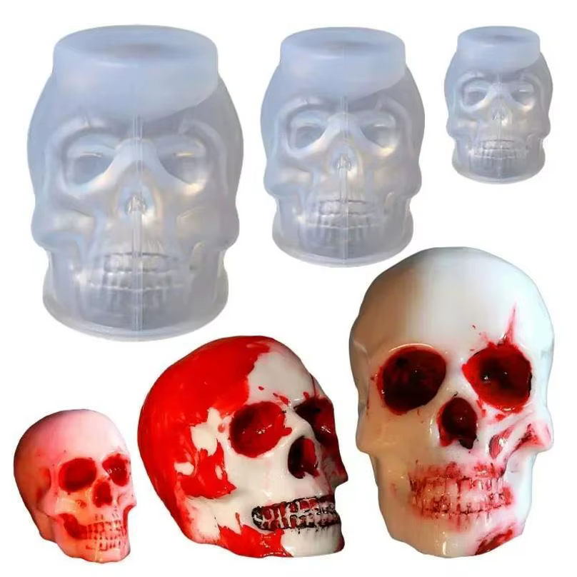 Molde silicona calavera cicatriz Halloween para llaveros resina y velas